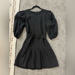 Zara Black Long Sleeve Dress with Belt